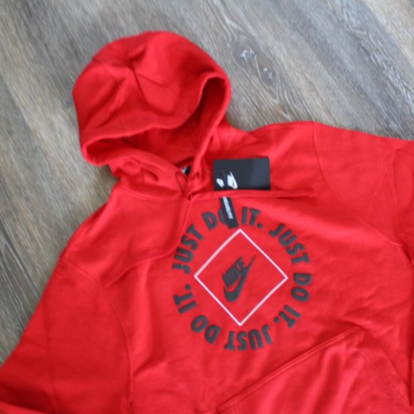 NWT NIKE MEN'S JUST DO IT HOODIE SWEATSHIRT RED - Picture 3 of 4